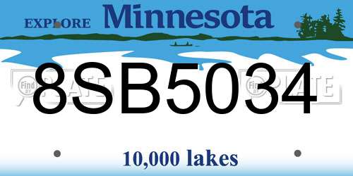 8SB5034 Minnesota License Plate