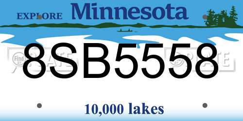 8SB5558 Minnesota License Plate