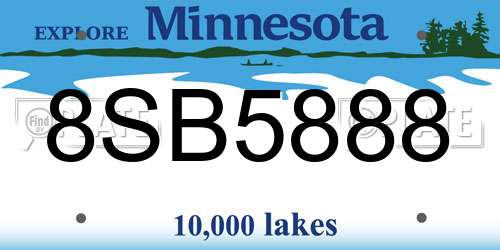 8SB5888 Minnesota License Plate