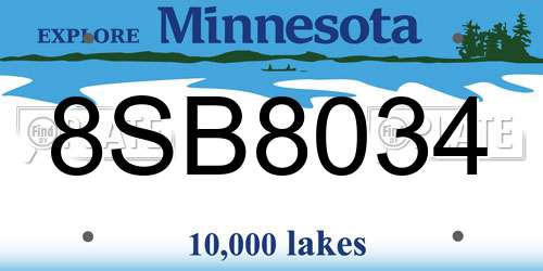 8SB8034 Minnesota License Plate