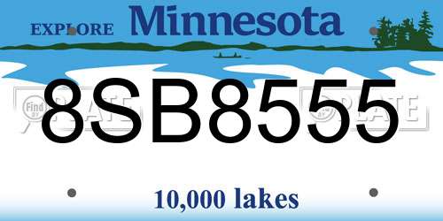 8SB8555 Minnesota License Plate