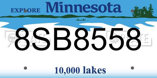 8SB8558 Minnesota License Plate