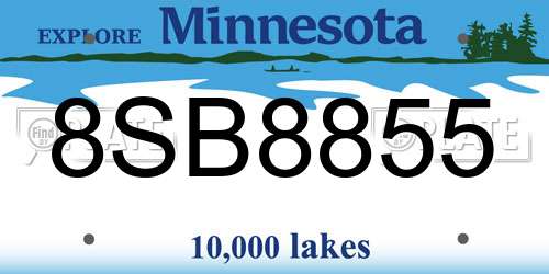 8SB8855 Minnesota License Plate