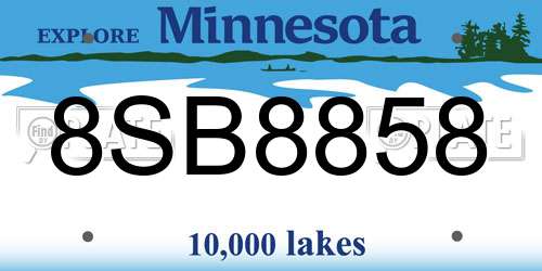 8SB8858 Minnesota License Plate