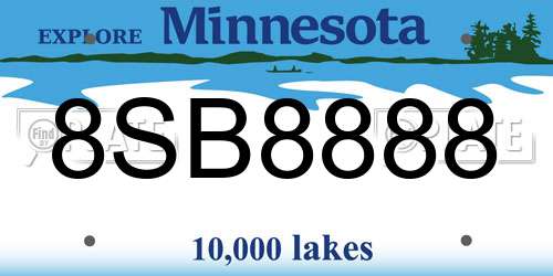 8SB8888 Minnesota License Plate