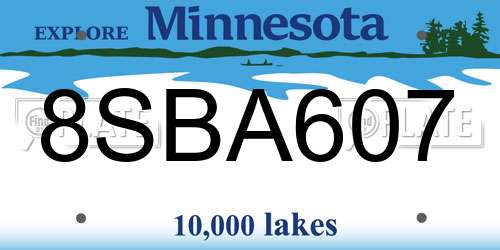8SBA607 Minnesota License Plate