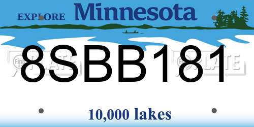 8SBB181 Minnesota License Plate