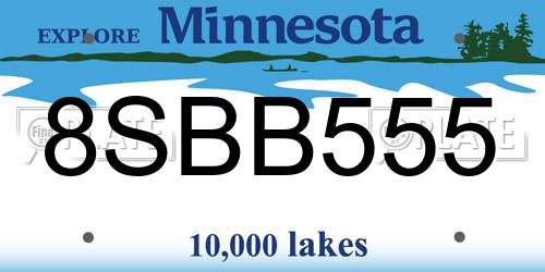 8SBB555 Minnesota License Plate