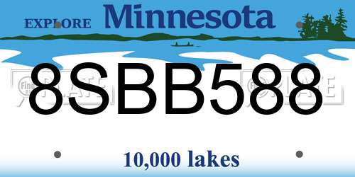 8SBB588 Minnesota License Plate