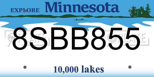 8SBB855 Minnesota License Plate