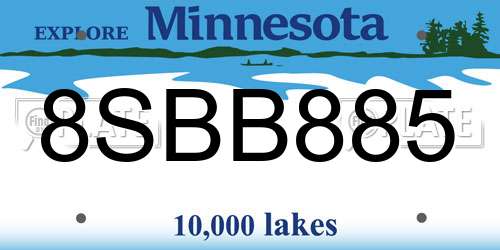 8SBB885 Minnesota License Plate