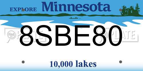 8SBE80 Minnesota License Plate