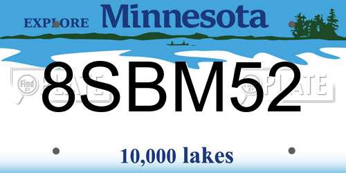 8SBM52 Minnesota License Plate