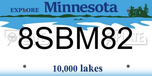 8SBM82 Minnesota License Plate