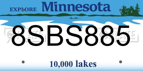 8SBS885 Minnesota License Plate