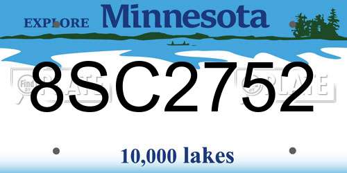 8SC2752 Minnesota License Plate