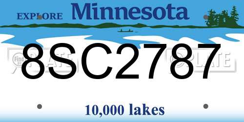 8SC2787 Minnesota License Plate