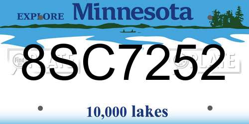 8SC7252 Minnesota License Plate