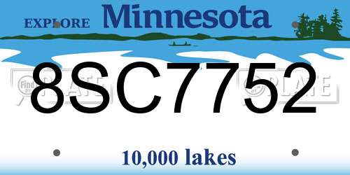 8SC7752 Minnesota License Plate