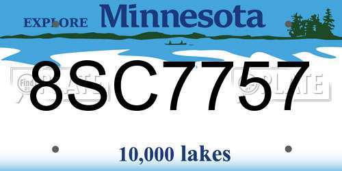 8SC7757 Minnesota License Plate