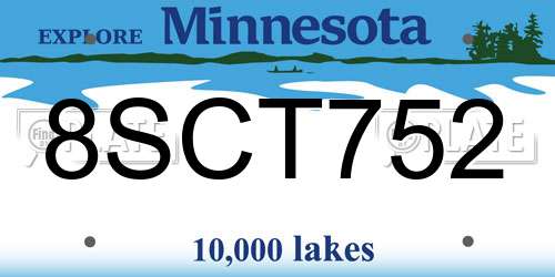 8SCT752 Minnesota License Plate