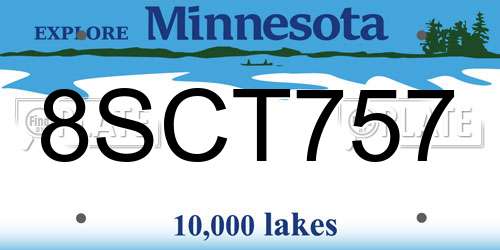 8SCT757 Minnesota License Plate