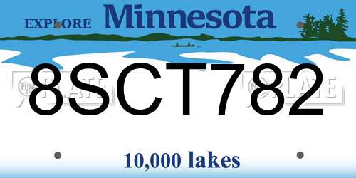 8SCT782 Minnesota License Plate