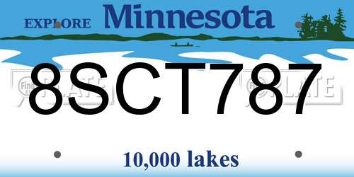 8SCT787 Minnesota License Plate