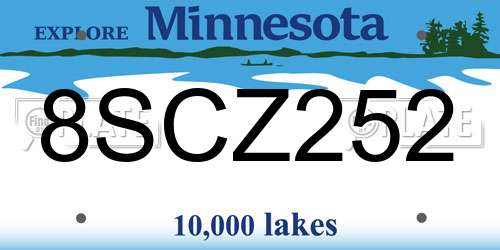 8SCZ252 Minnesota License Plate