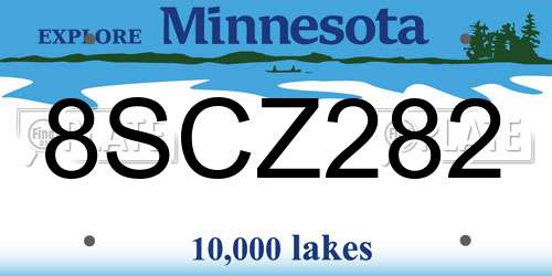 8SCZ282 Minnesota License Plate