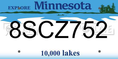 8SCZ752 Minnesota License Plate