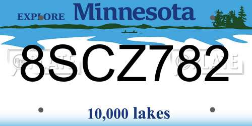 8SCZ782 Minnesota License Plate