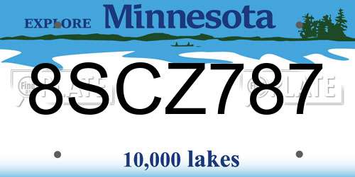 8SCZ787 Minnesota License Plate