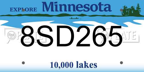 8SD265 Minnesota License Plate
