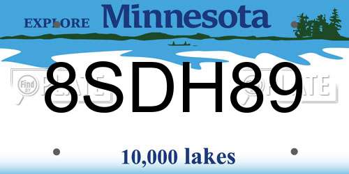 8SDH89 Minnesota License Plate