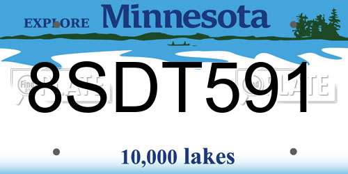 8SDT591 Minnesota License Plate