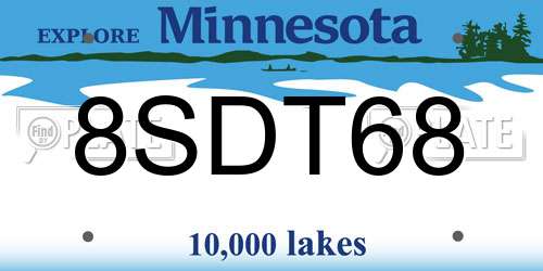 8SDT68 Minnesota License Plate