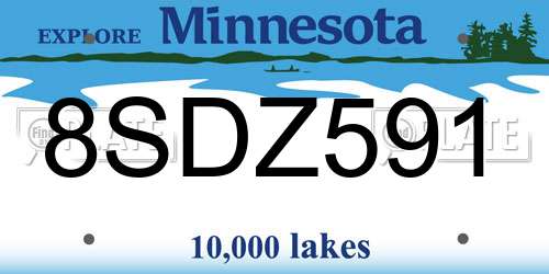 8SDZ591 Minnesota License Plate