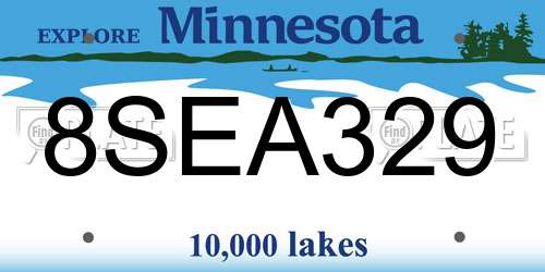 8SEA329 Minnesota License Plate