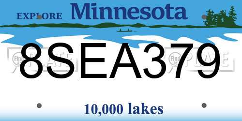 8SEA379 Minnesota License Plate