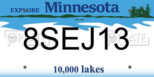 8SEJ13 Minnesota License Plate