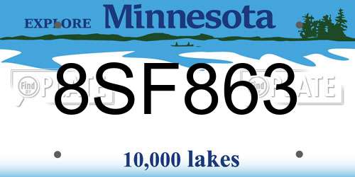 8SF863 Minnesota License Plate