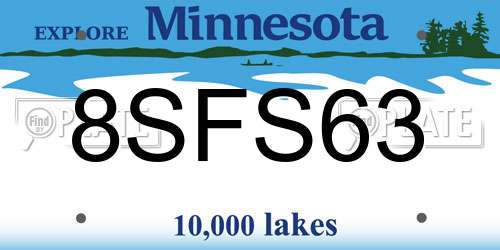 8SFS63 Minnesota License Plate