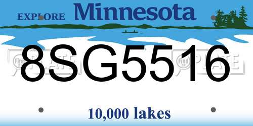 8SG5516 Minnesota License Plate