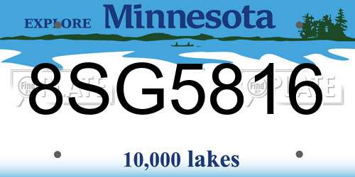 8SG5816 Minnesota License Plate