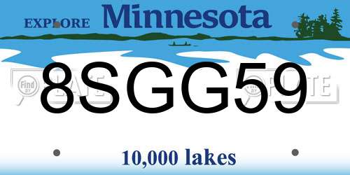 8SGG59 Minnesota License Plate