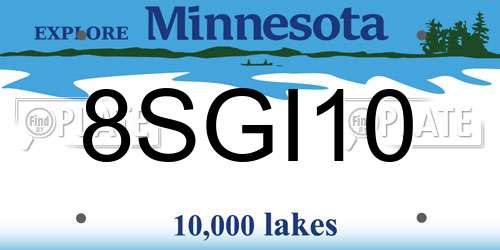 8SGI10 Minnesota License Plate