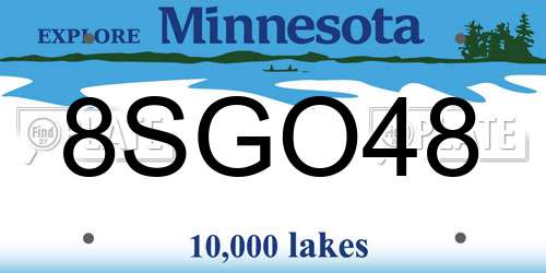8SGO48 Minnesota License Plate