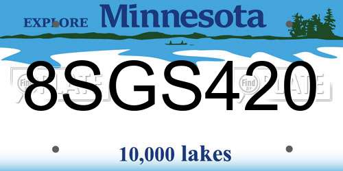 8SGS420 Minnesota License Plate
