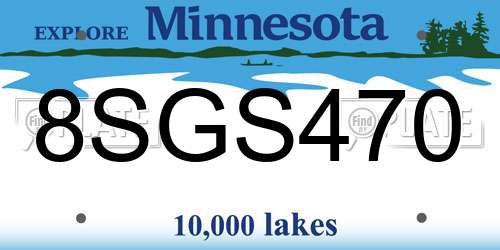 8SGS470 Minnesota License Plate